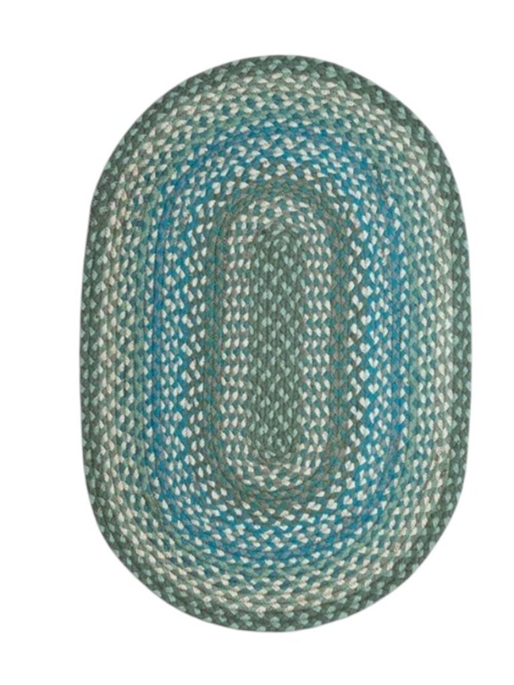 Sage, Blue, Ivory Oval Braided Rug 20 x 30